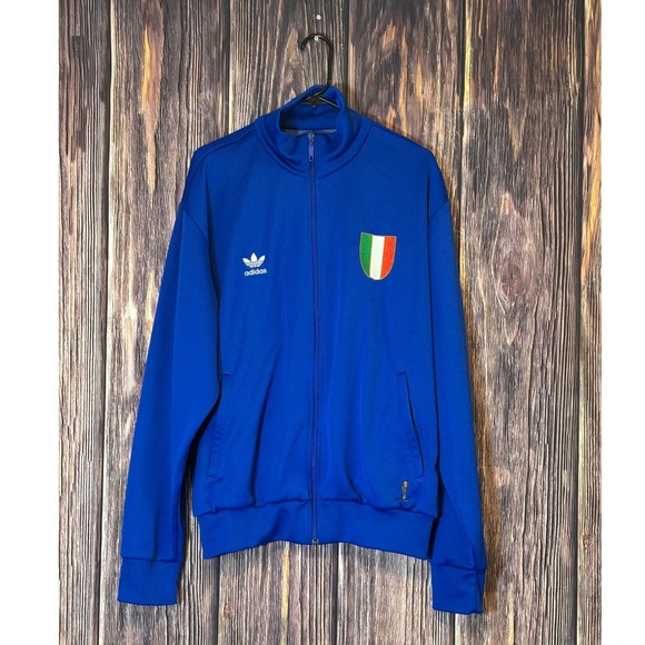 VTG Adidas Italy 1974 Fifa World Cup Track Jacket Mens XL Italia Soccer Blue
